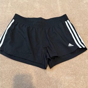 Adidas Women's Black Shorts with White Stripes